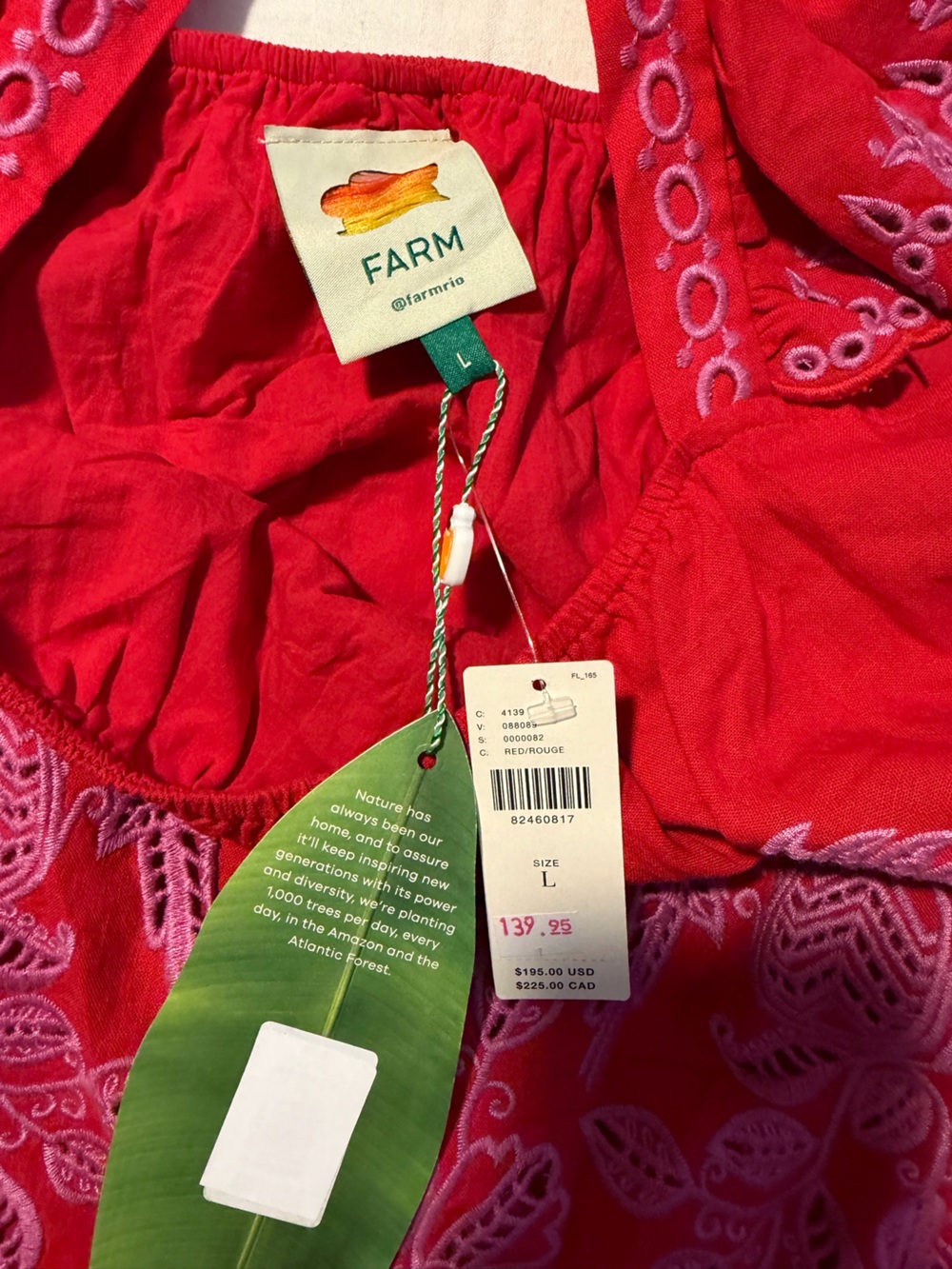 FARM Rio Red Crop Top with Lavender Embroidery - Picture 2 of 2